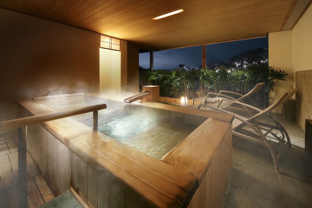 Private open-air onsen bath at Gora Kadan luxury ryokan in Hakone