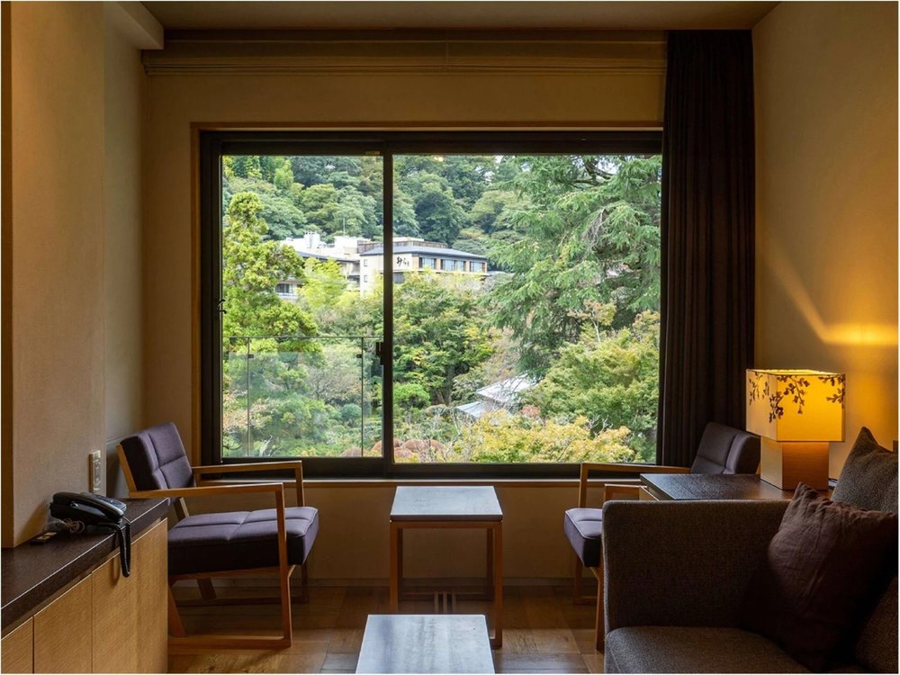 Ryokan room with garden view at Yoshiike Ryokan in Hakone Yumoto