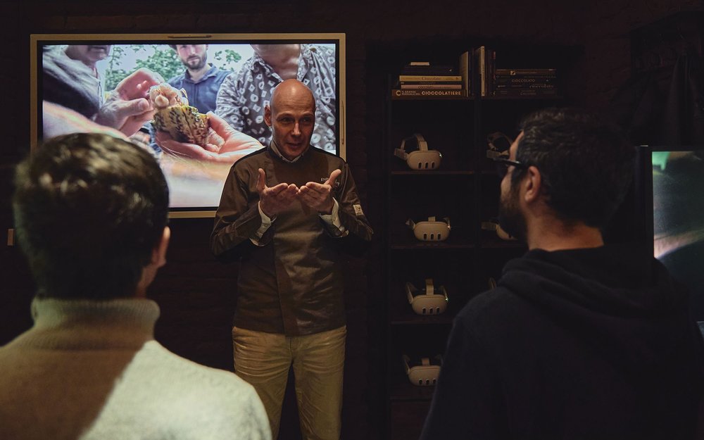 Group of friends enjoying drinks and street food in Milan’s Navigli district