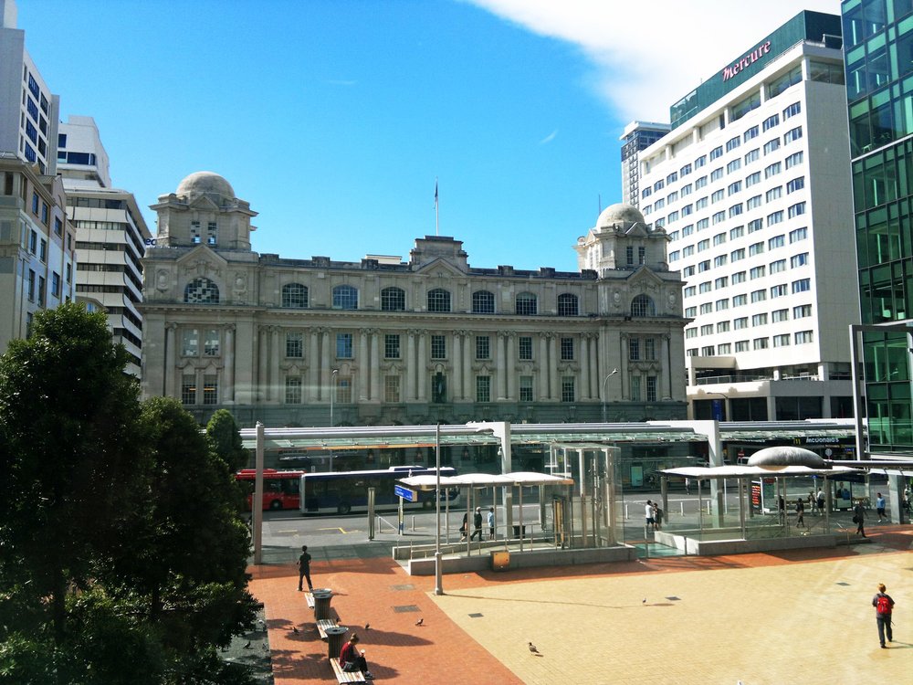Britomart area in Auckland featuring historic architecture and downtown streets