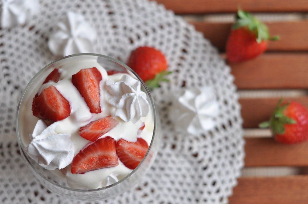 Classic Eton mess with strawberries and whipped cream