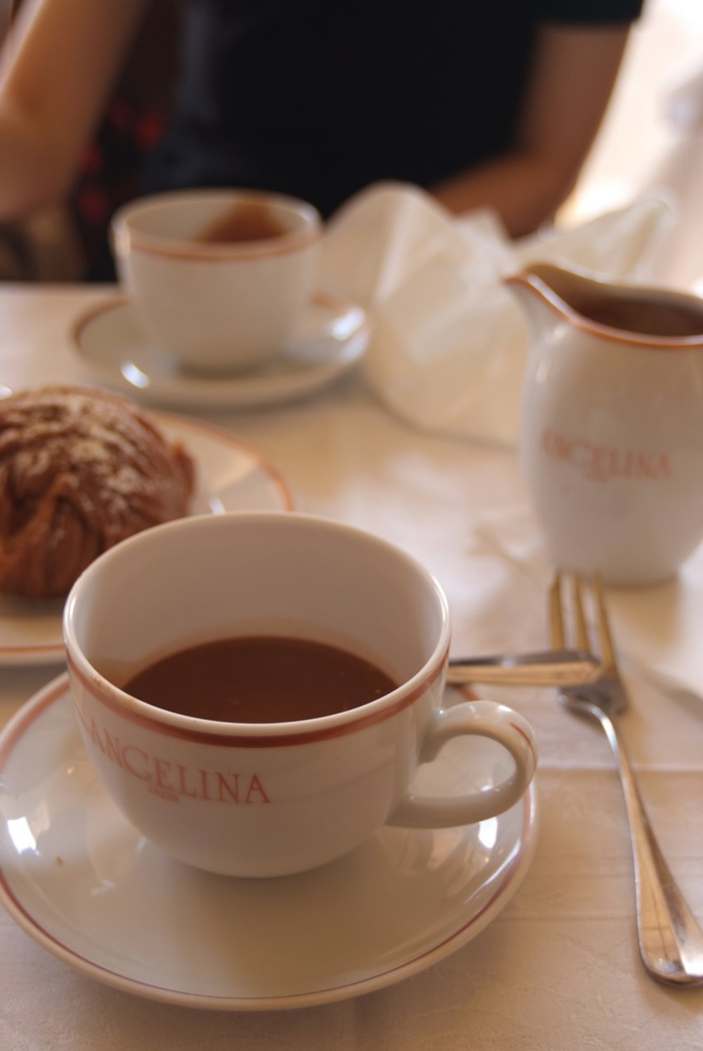 Thick French hot chocolate served at a Paris café