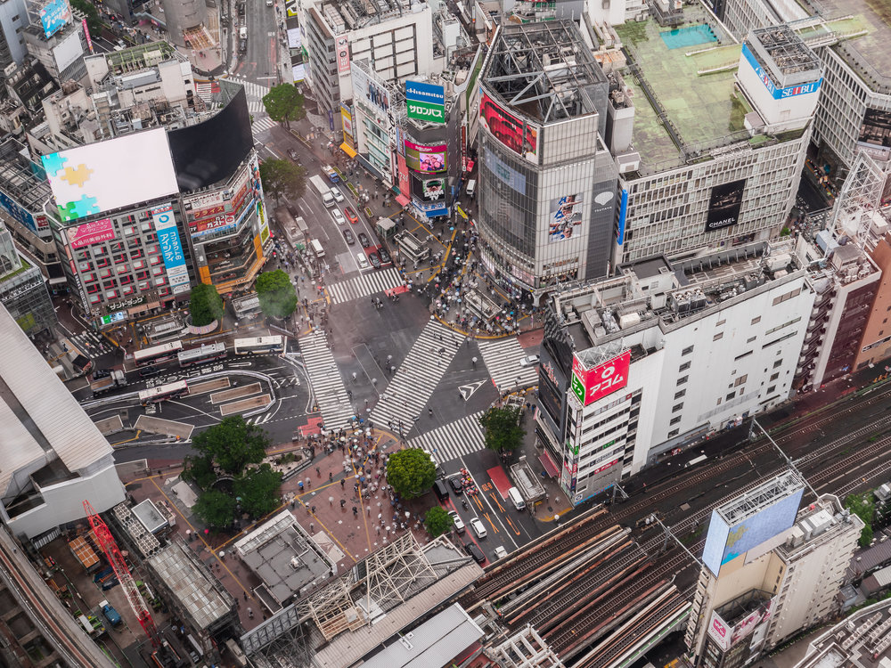 Bird’s eye view of Shibuya Crossing