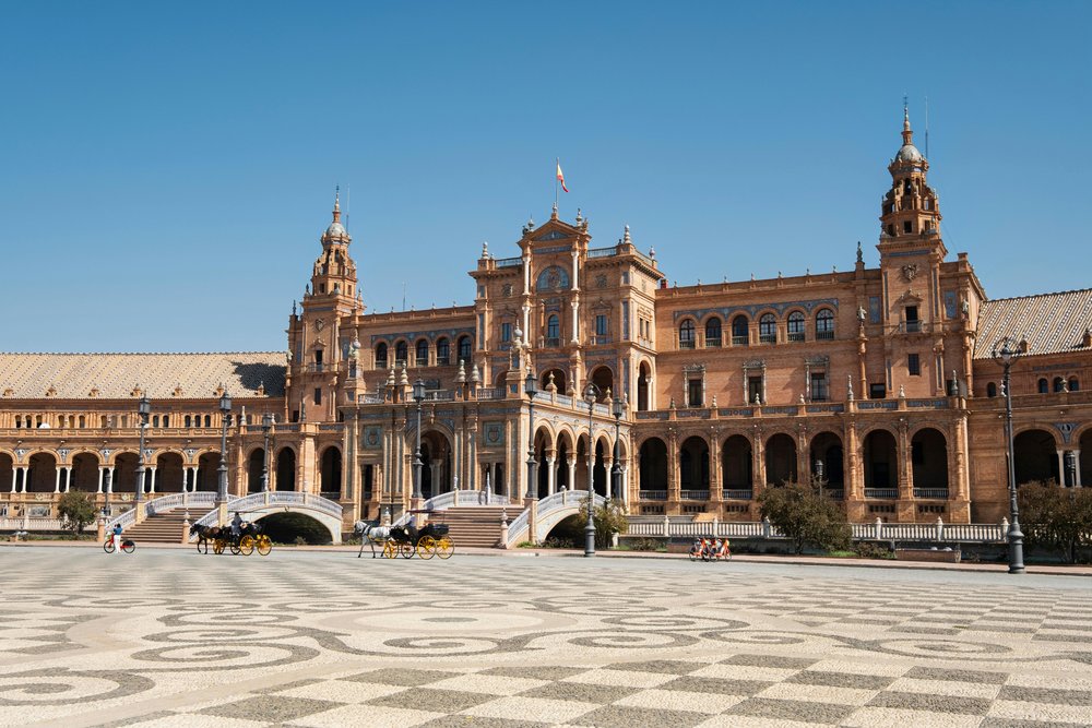 Plaza de España in Seville, featuring its iconic bridges and majestic architecture
