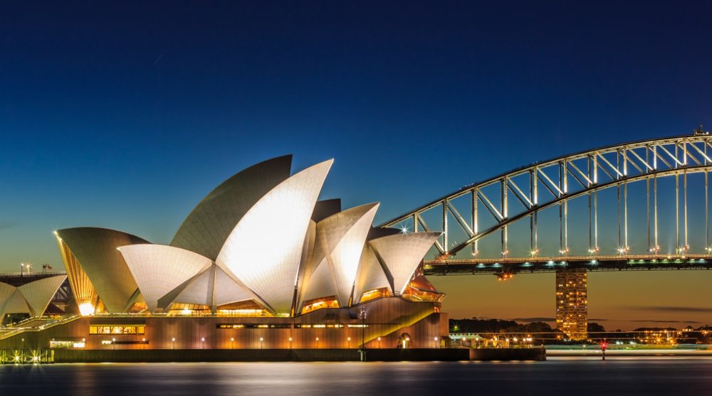 The famous sail-shaped roof of the Sydney Opera House.