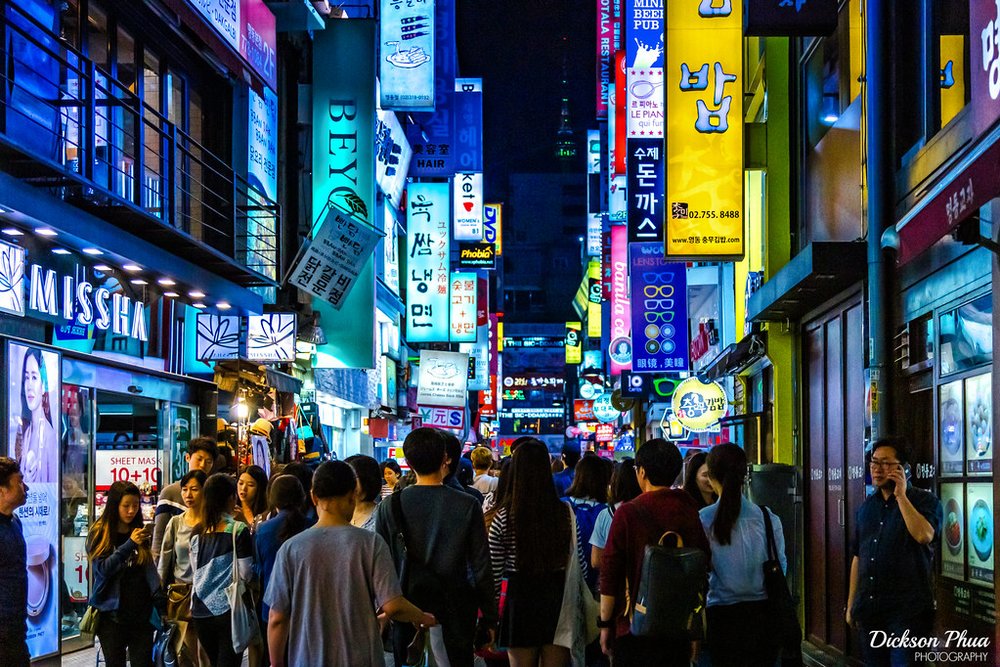 The night allure of Myeongdong.