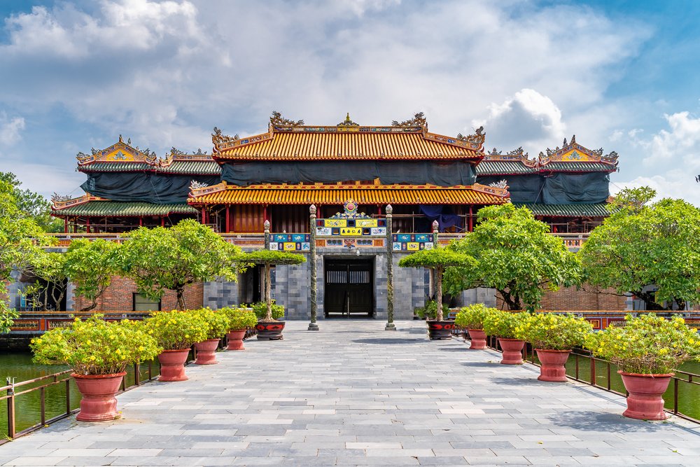 Historic palace gate inside Hue Imperial City in central Vietnam