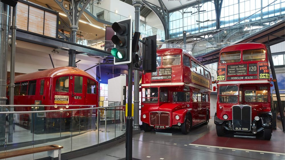 Double-decker buses at London Transport Museum