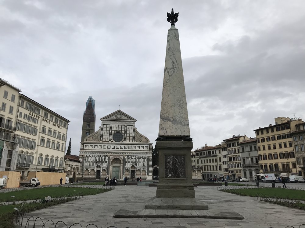 Piazza Santa Maria Novella in Florence, featuring the church and obelisk