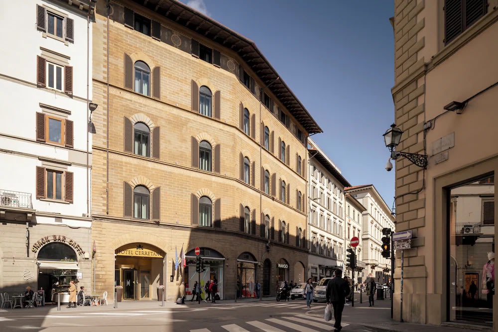 Exterior view of Hotel Cerretani Firenze, steps from Santa Maria Novella in Florence