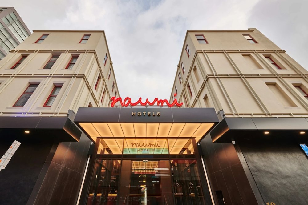Naumi Studio Wellington hotel facade on Cuba Street