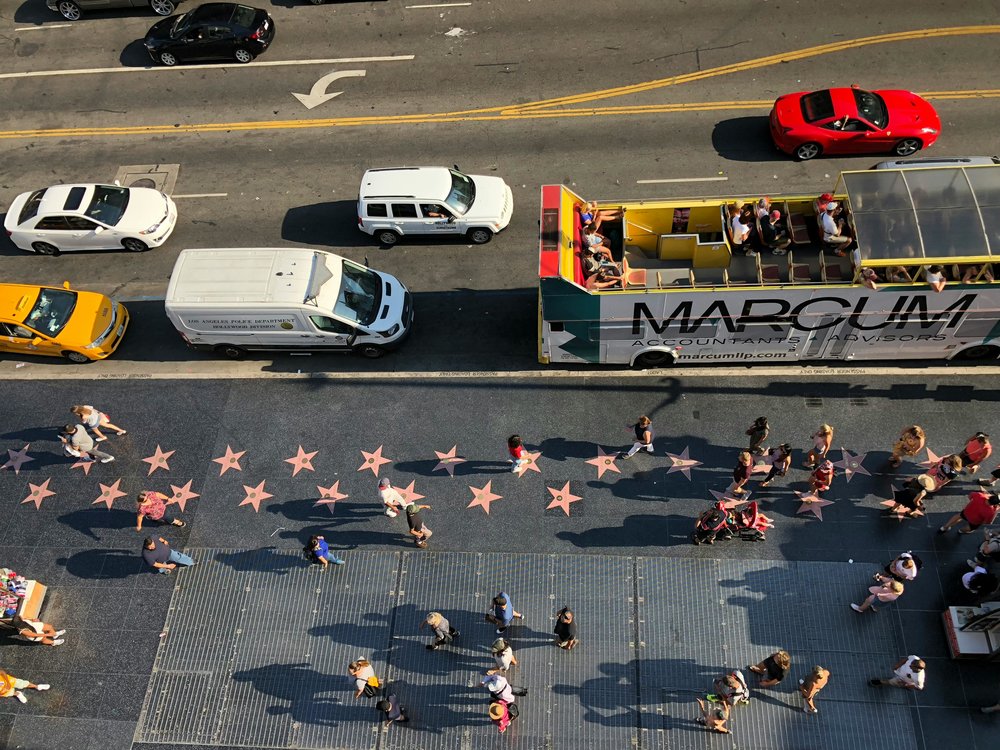 Aerial view of Hollywood Walk of Fame | Photo Credit: Rino Adamo on Pexels