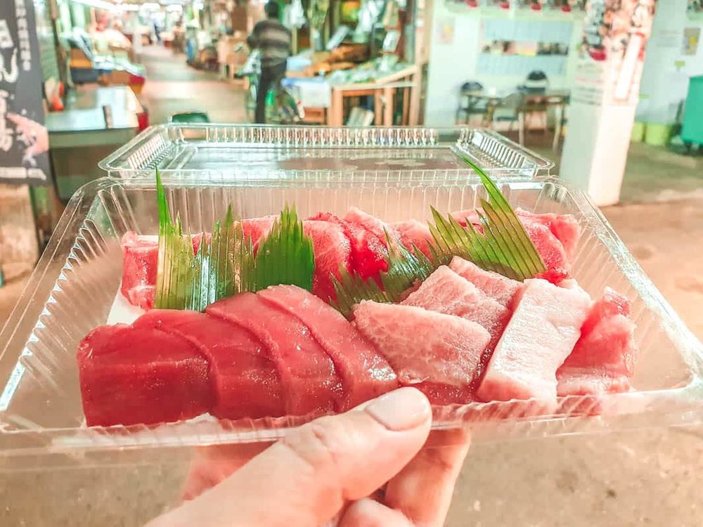 Fresh tuna sashimi tray from Okinawa fish market | Photo Credit: Wikimedia Commons