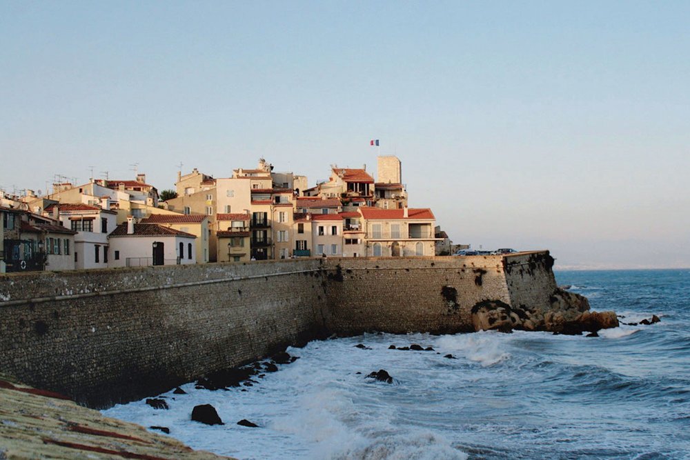 Antibes coastal view showing the old town along the Mediterranean shore