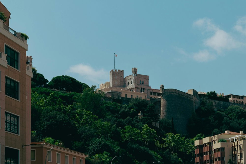 Prince's Palace in Monaco perched on a hill with stunning views of the sea
