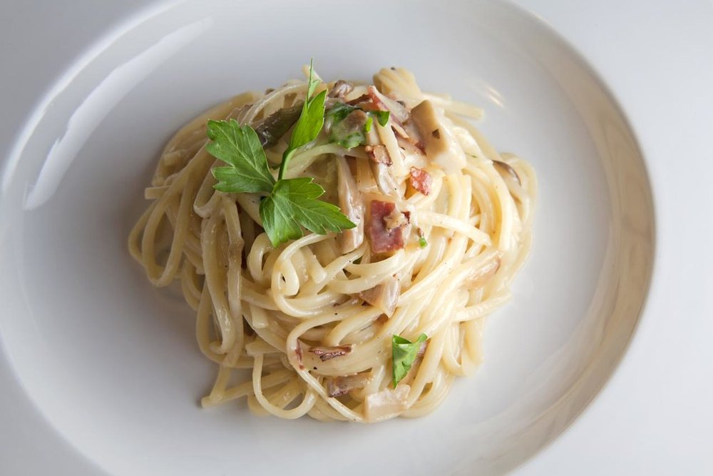 A plate of classic spaghetti carbonara with guanciale, pecorino cheese, and black pepper | Photo Credit: Flickr