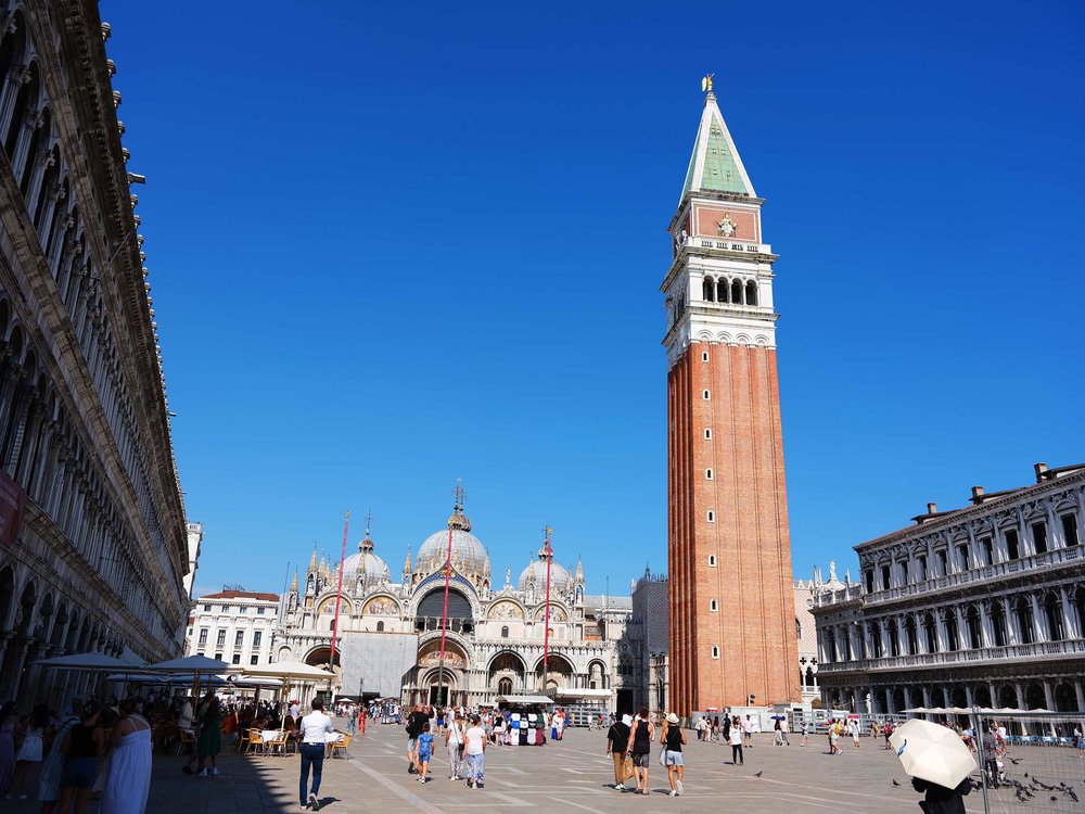 St. Mark's Basilica in Venice with its iconic domes and detailed architecture