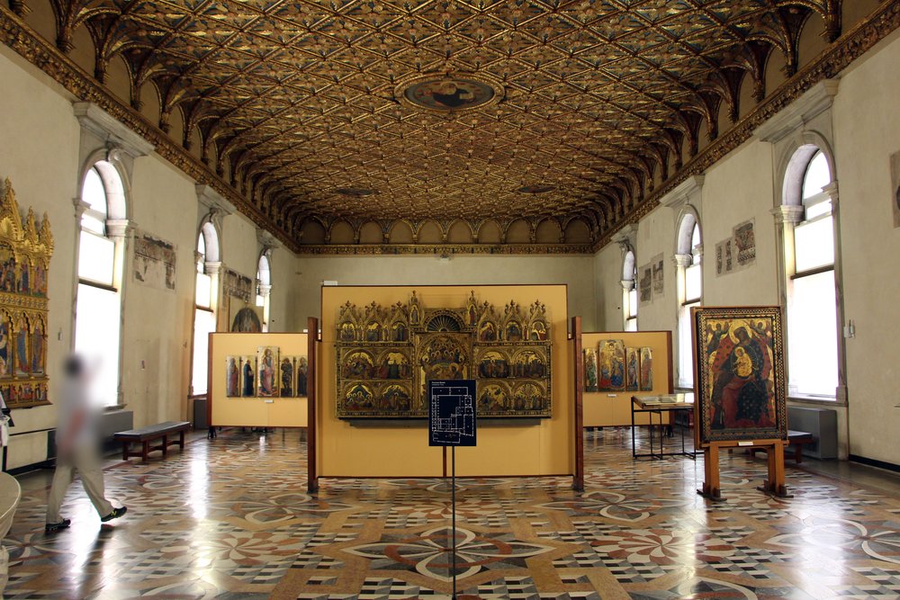 The Coronation of the Virgin Polyptych on display at the Accademia Venice