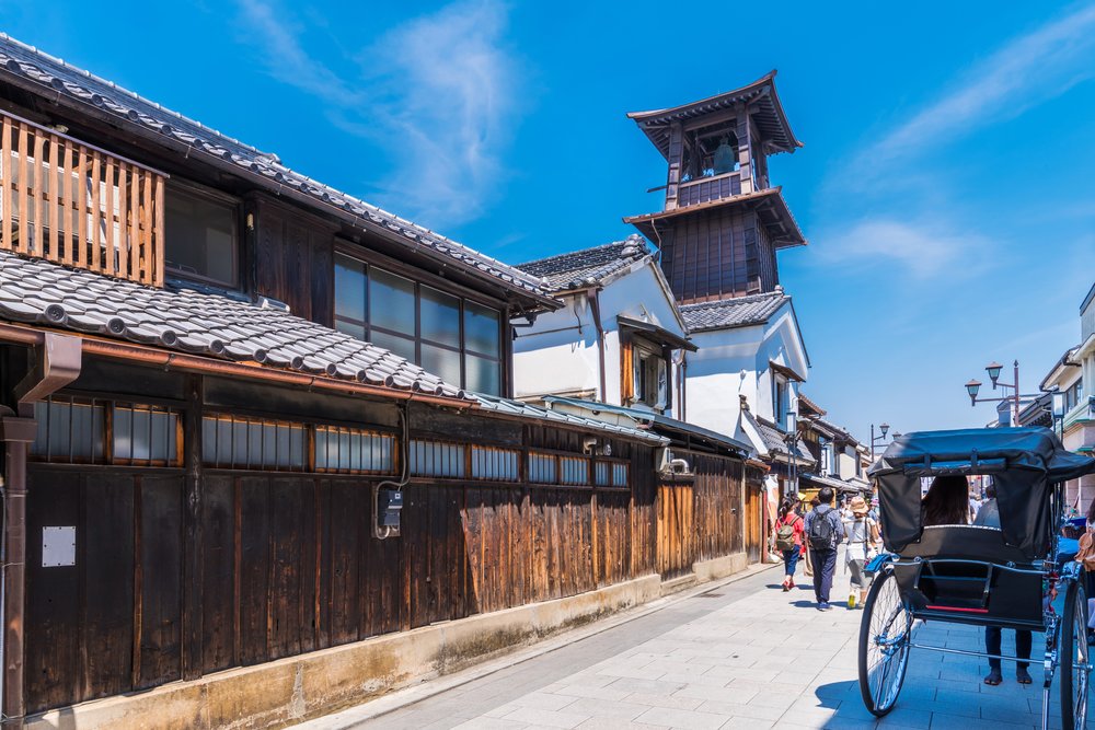 Traditional Edo-style street in Kawagoe, Saitama, with wooden buildings