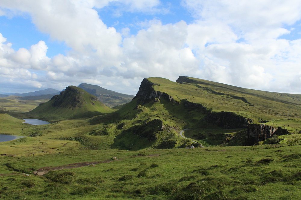 Hike on the landscapes of the Quiraing on Isle of Skye