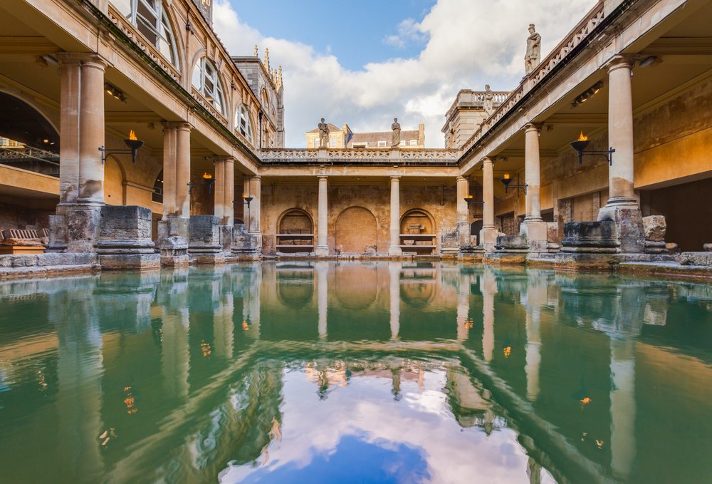 The Roman Baths in Bath with iconic historic architecture | Photo Credit: Khan Academy