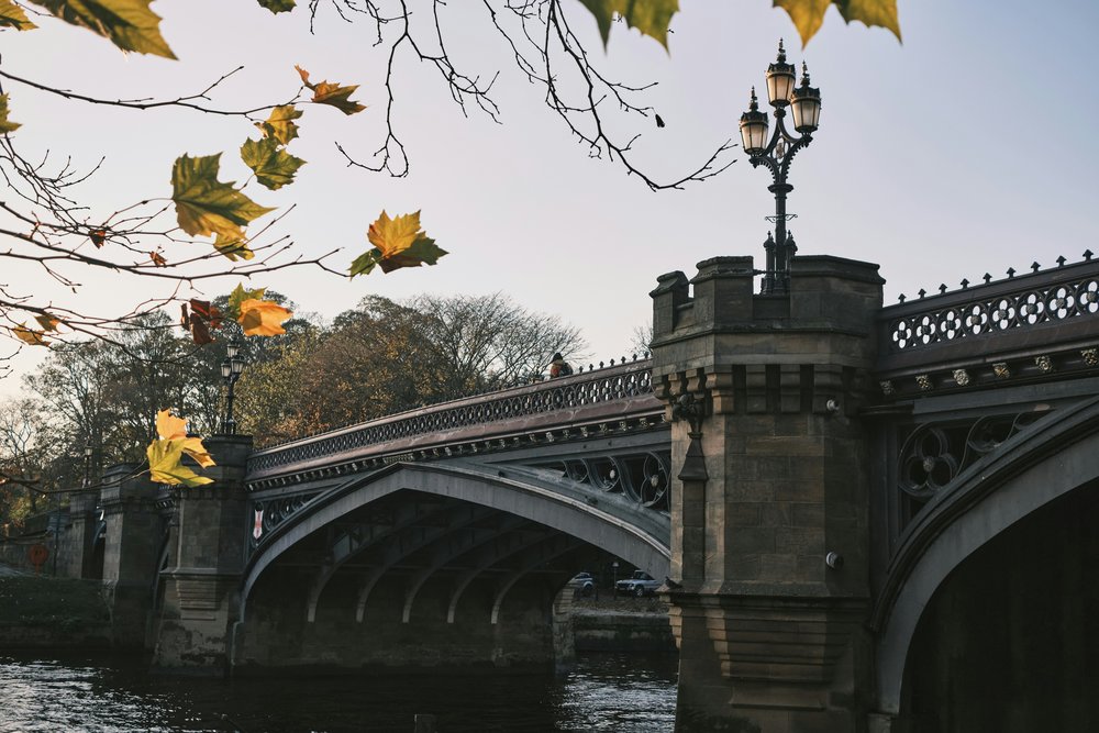 York city bridge with autumn leaves and riverside views | Photo Credit: Stephen Kidd on Unsplash