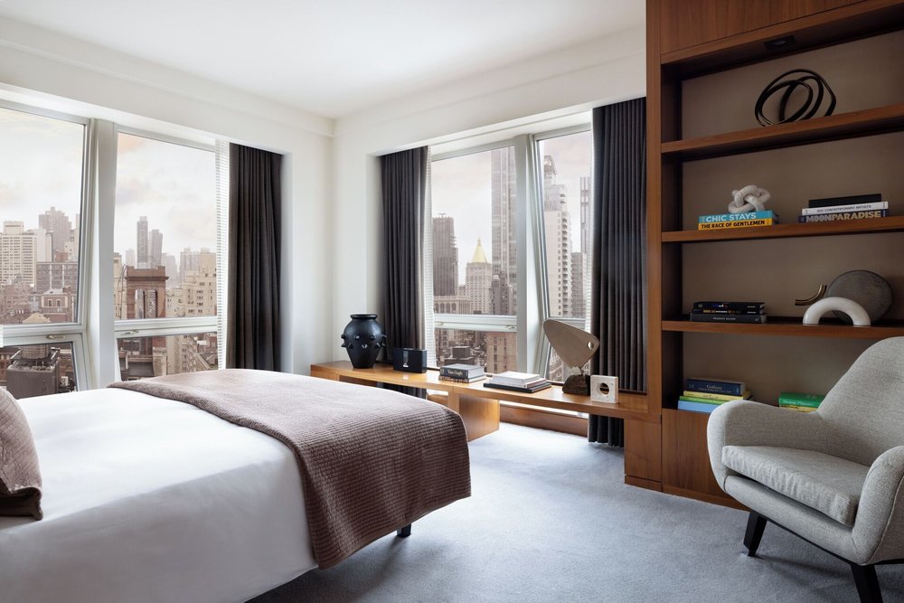 Modern decor in the The Langham hotel room
