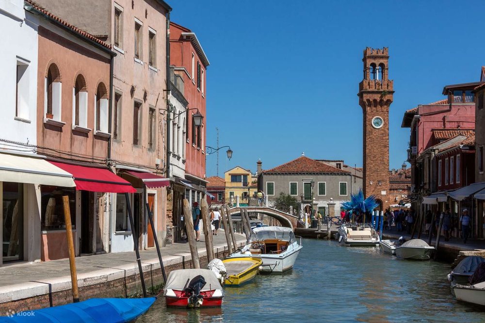Boats lined up on the Venice canal