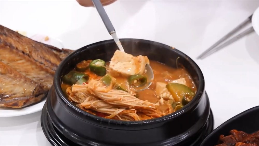 Doenjang jjigae soybean paste stew with tofu