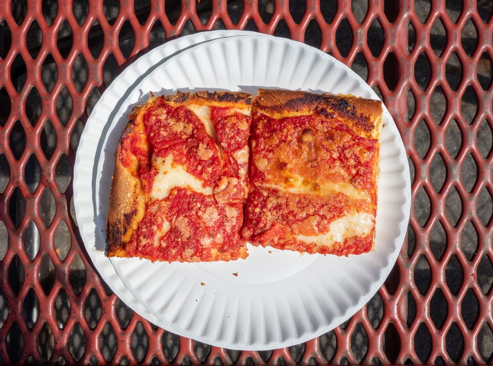 Sicilian slice of L&B Spumoni Gardens