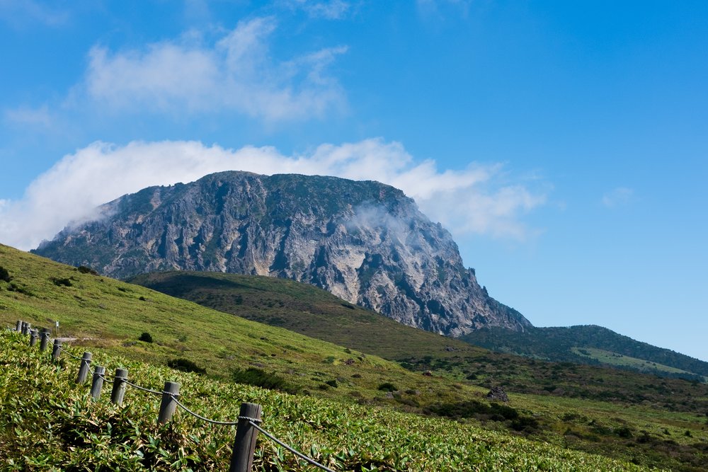 Volcanic landscape and summit of Hallasan National Park in Jeju