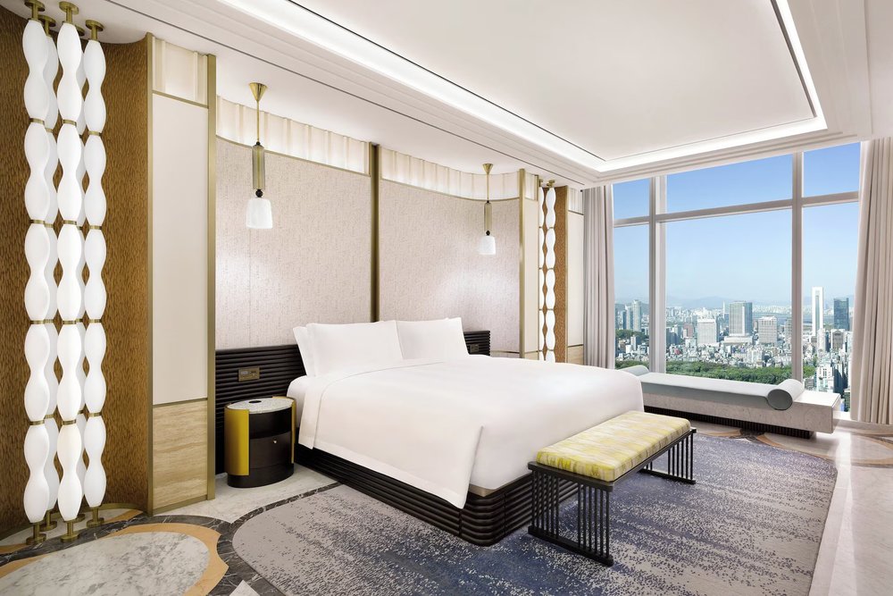 Josun Palace Seoul Gangnam suite with elegant interiors and floor-to-ceiling windows