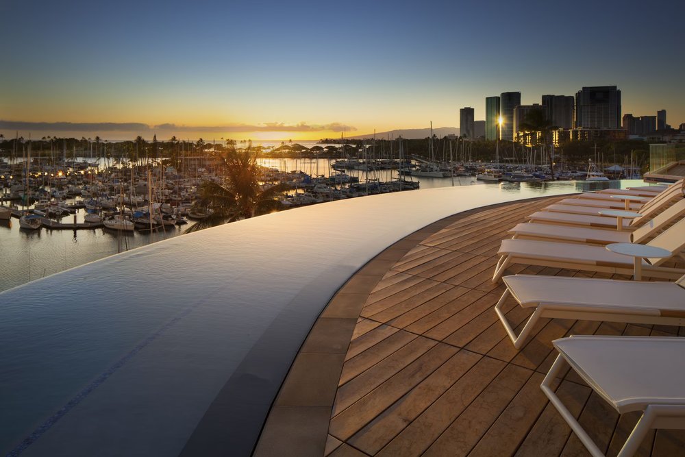 Infinity pool overlooking the beach at Prince Waikiki