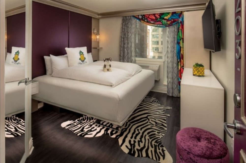 A quirky welcome at the entrance of Staypineapple, An Artful Hotel, Midtown