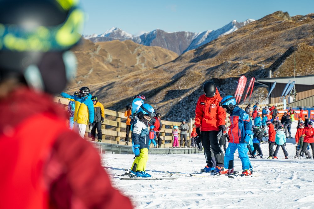  Beginners learning to ski at Coronet Peak