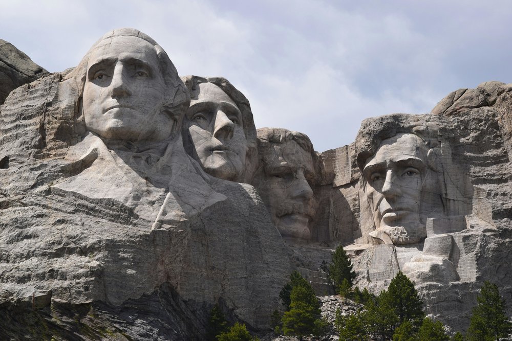 Close-up of Mount Rushmore sculpture in South Dakota
