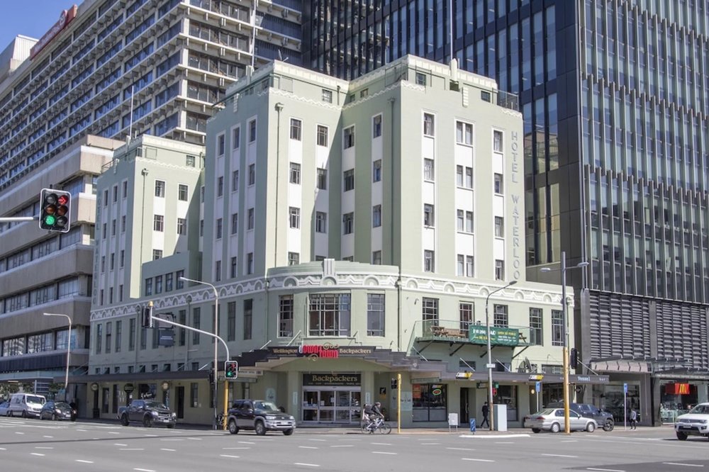 Exterior view of Hotel Waterloo Backpackers in Wellington CBD