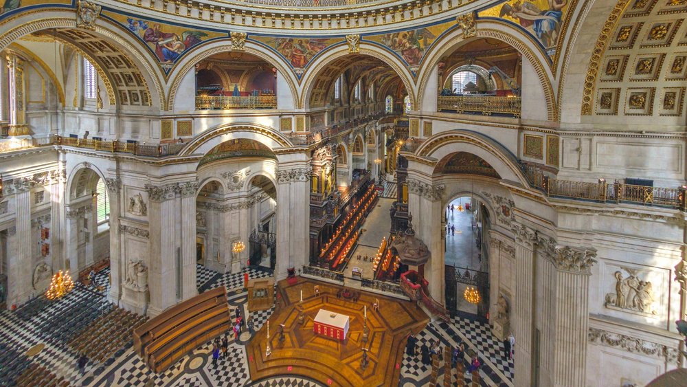 The magnificent dome of St. Paul's Cathedral, designed by Sir Christopher Wren
