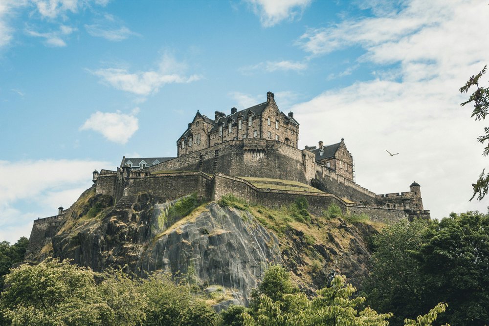 Edinburgh Castle perched on Castle Rock, offering panoramic views of the city