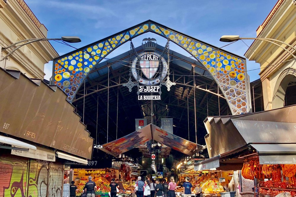 La Boqueria Market entrance, iconic spot for Barcelona best eats