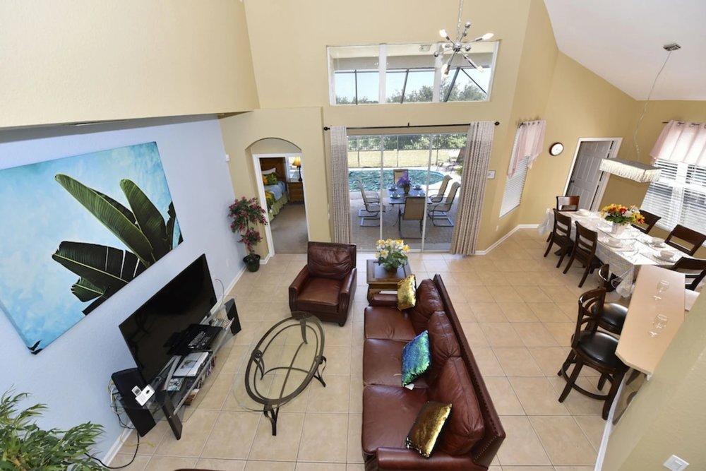 Bright open-plan living room in a Windsor Hills Orlando villa