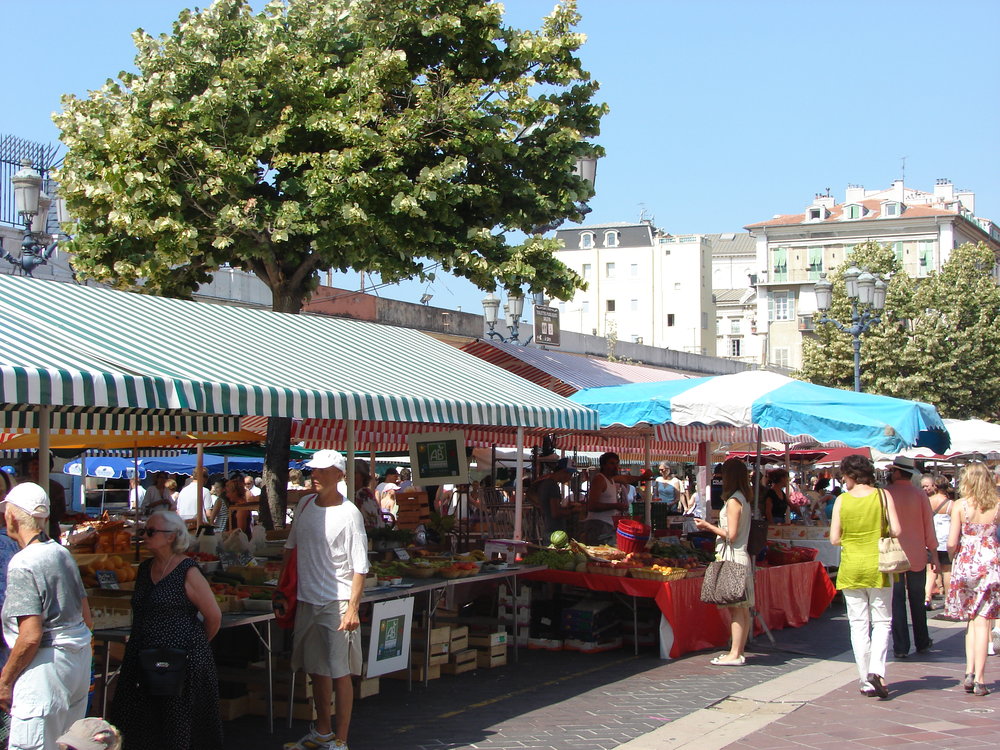Market stands at Cours Saleya