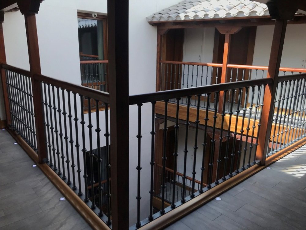 Balconies surrounding a courtyard