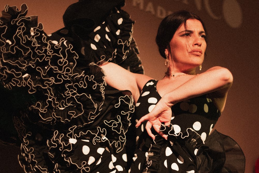 A woman dancing in a flamenco show in Madrid