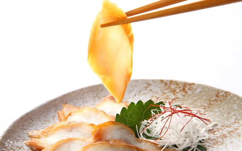 Puffer fish served at Guenpin Fugu restaurant in Japan