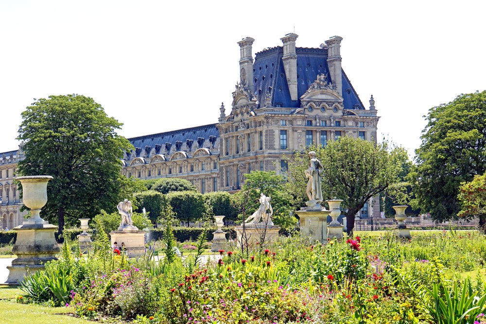 The Tuileries Garden, with the Louvre Museum as its background
