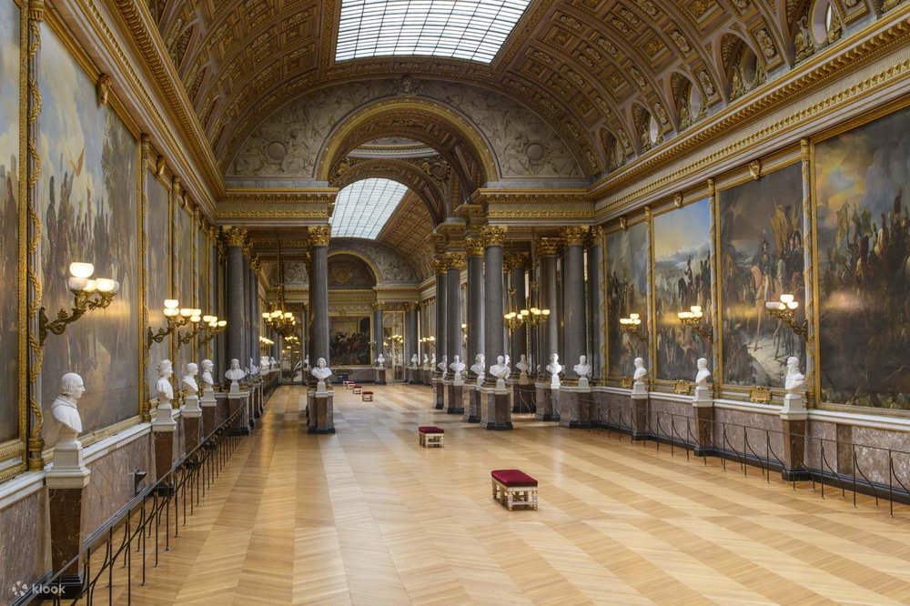 The walls inside the Palace of Versailles are lined with paintings