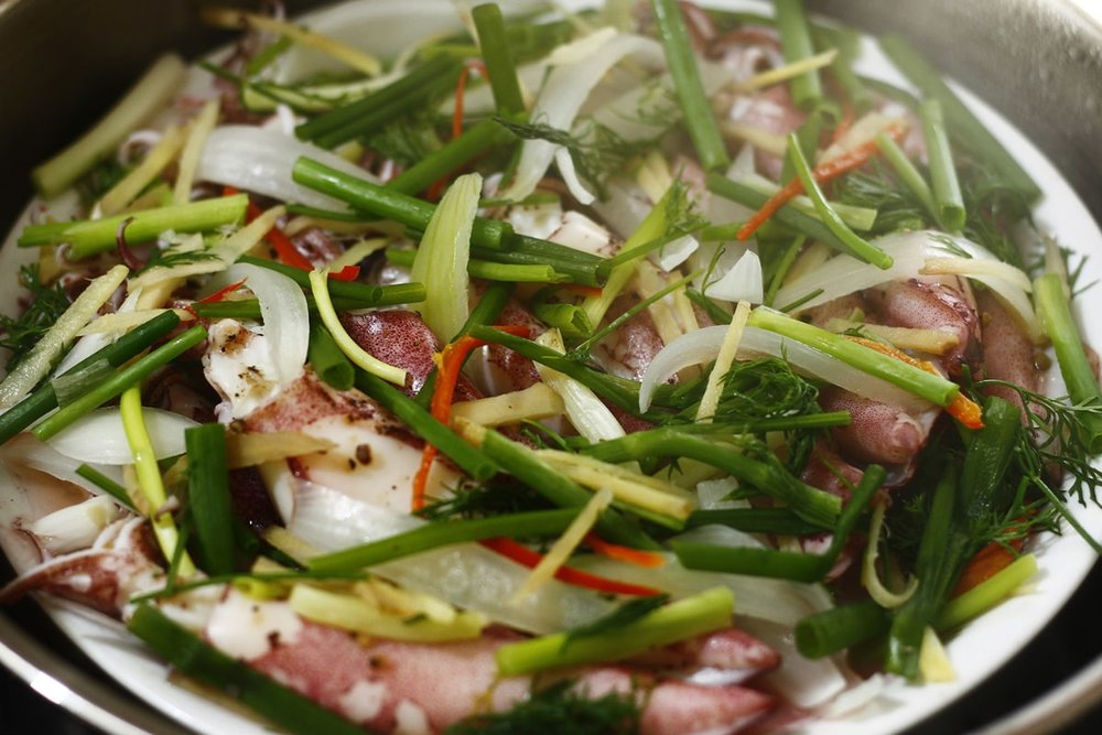 Mực Lá Hấp Gừng - Độ Tươi Tuyệt Đối