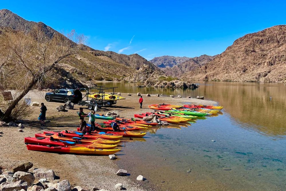 Kayaks parked at Emerald Cave