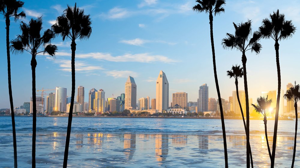 The San Diego skyline in Southern California
